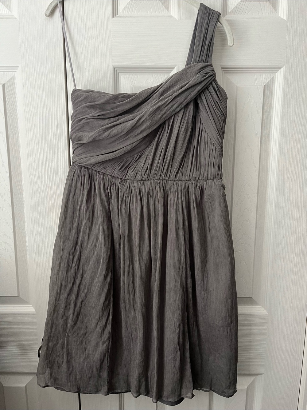 J. Crew One-Shoulder Charcoal Gray Chiffon Dress